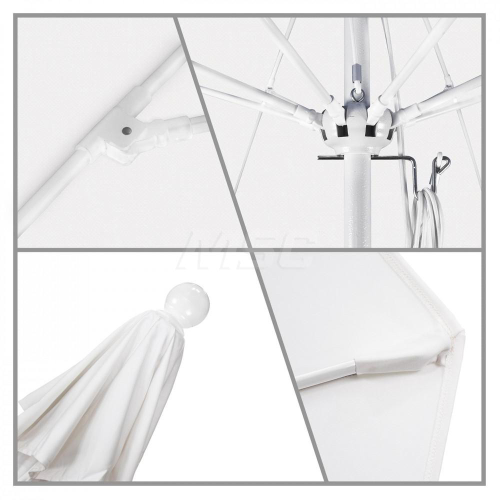 California Umbrella Patio Umbrella: 90" Dia, 7.5' High, Solution Dyed Polyester, White, Aluminum & Fiberglass Frame - 194061357897
