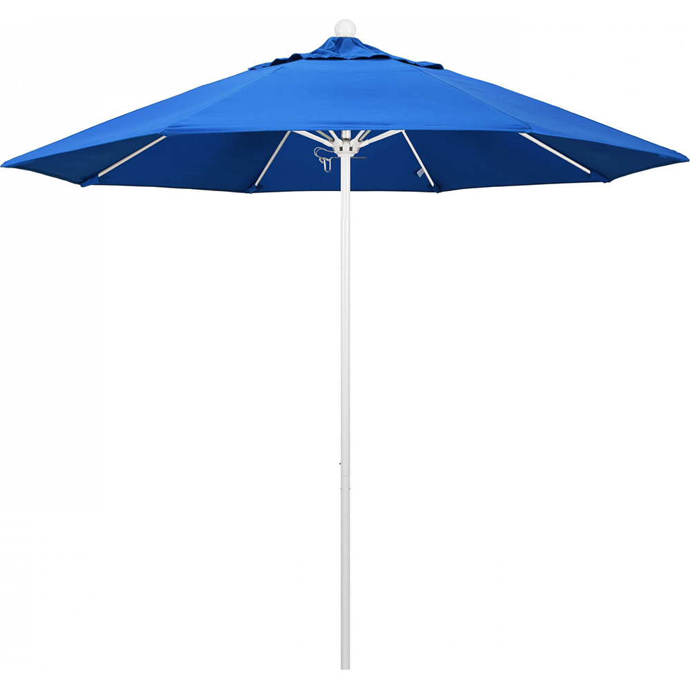 California Umbrella Patio Umbrella: 108" Dia, 9' High, Solution Dyed Polyester, Black, Aluminum & Fiberglass Frame - 194061358078