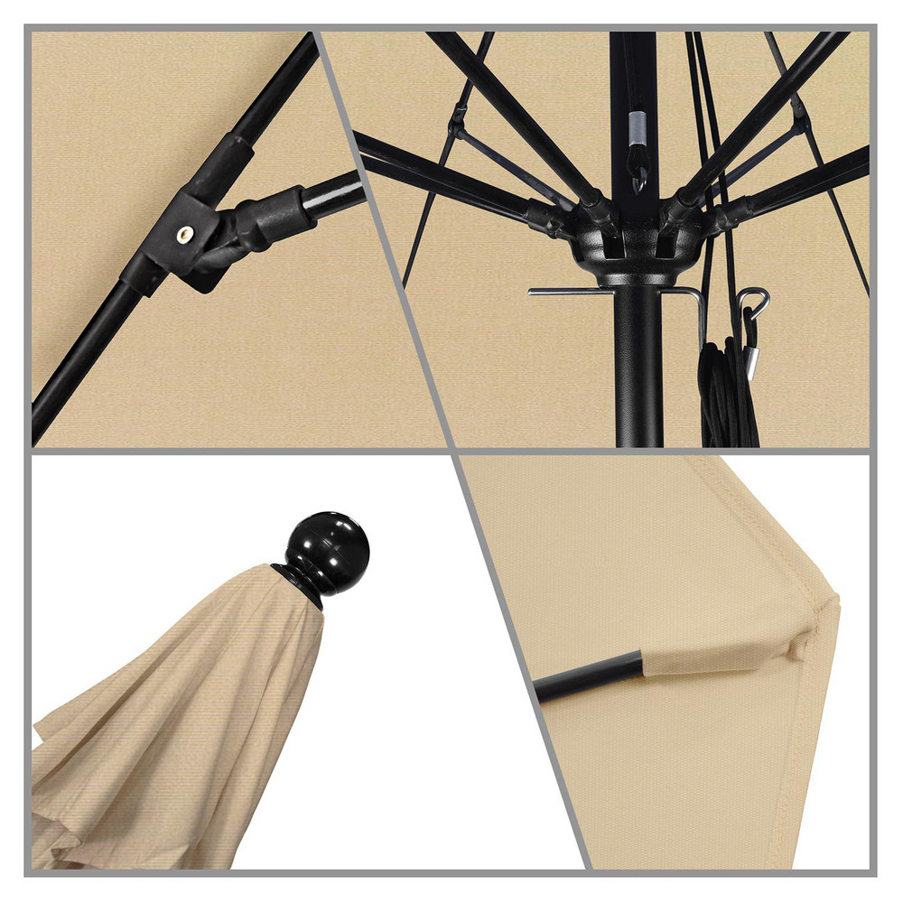 California Umbrella Patio Umbrella: 132" Dia, 8.917' High, Pacifica, Beige, Aluminum Frame - 194061620052