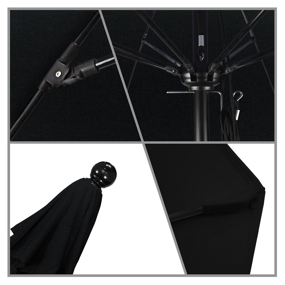 California Umbrella Patio Umbrella: 132" Dia, 8.917' High, Pacifica, Black, Aluminum Frame - 194061620007