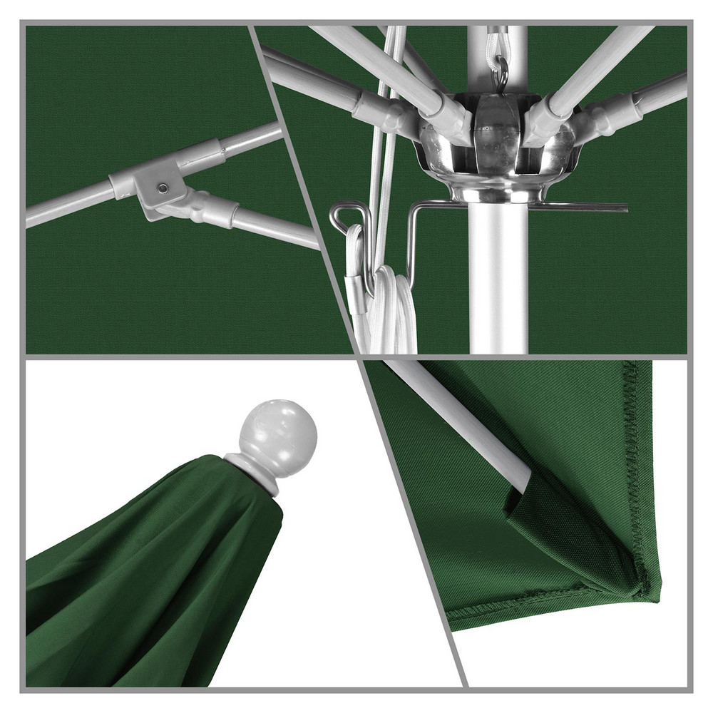 California Umbrella Patio Umbrella: 90" Dia, 8' High, Pacifica, Hunter Green, Aluminum Frame - 194061620311