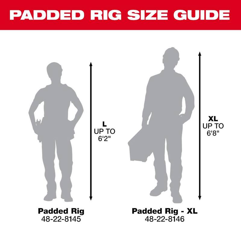 Milwaukee Electricians Adjustable Work Waist Tool Belt and X-Large Padded Rig - 48-22-8110-48-22-8146