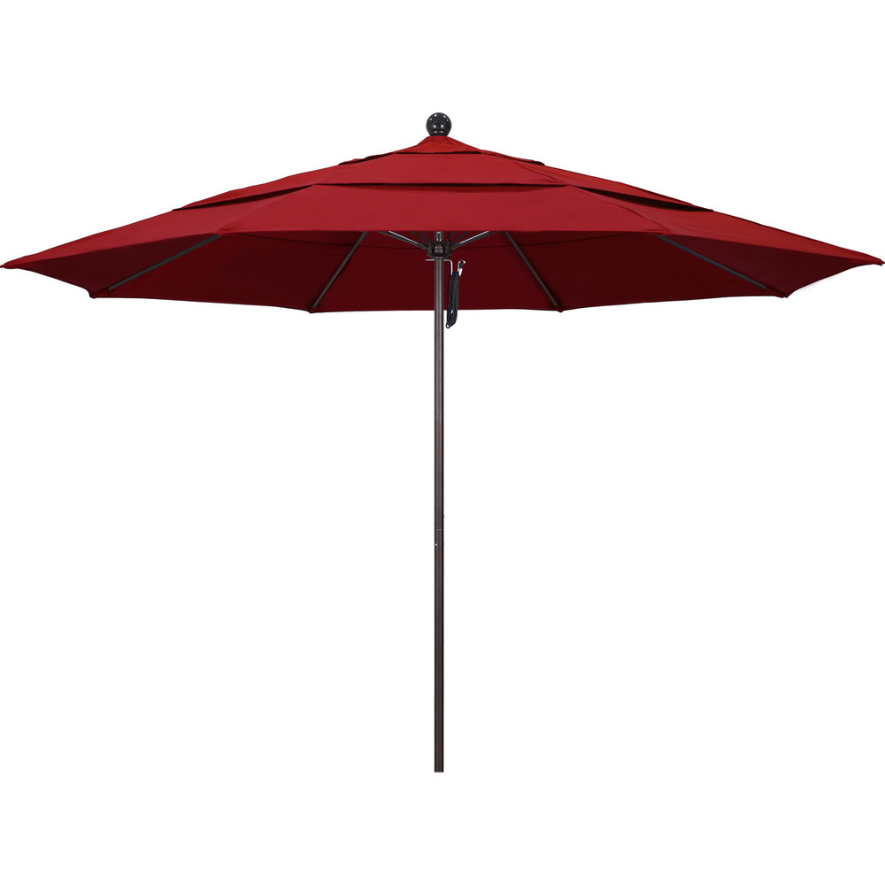 California Umbrella Patio Umbrella: 132" Dia, 8.917' High, Pacifica, Red, Aluminum Frame - 194061619216