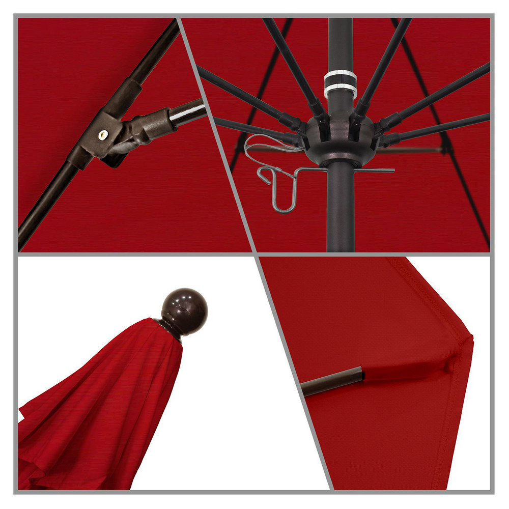 California Umbrella Patio Umbrella: 132" Dia, 8.917' High, Pacifica, Red, Aluminum Frame - 194061619216