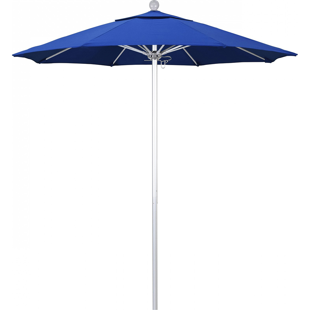 California Umbrella Patio Umbrella: 90" Dia, 7.5' High, Solution Dyed Polyester, Royal Blue, Aluminum & Fiberglass Frame - 194061357651