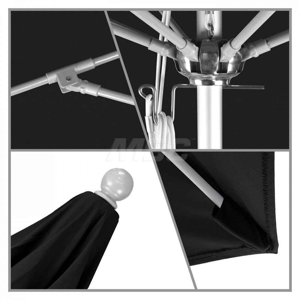 California Umbrella Patio Umbrella: 90" Dia, 7.5' High, Solution Dyed Polyester, Black, Aluminum & Fiberglass Frame - 194061357743