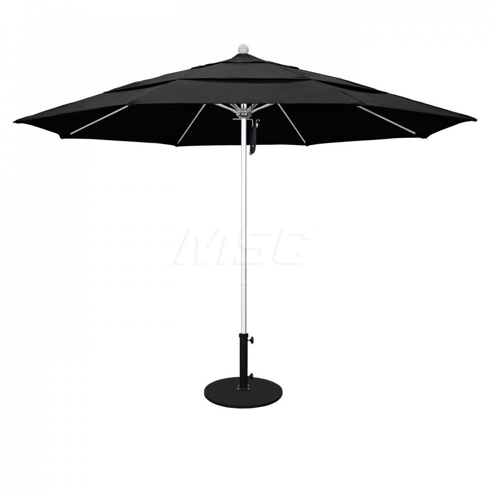California Umbrella Patio Umbrella: 90" Dia, 7.5' High, Solution Dyed Polyester, Black, Aluminum & Fiberglass Frame - 194061357743