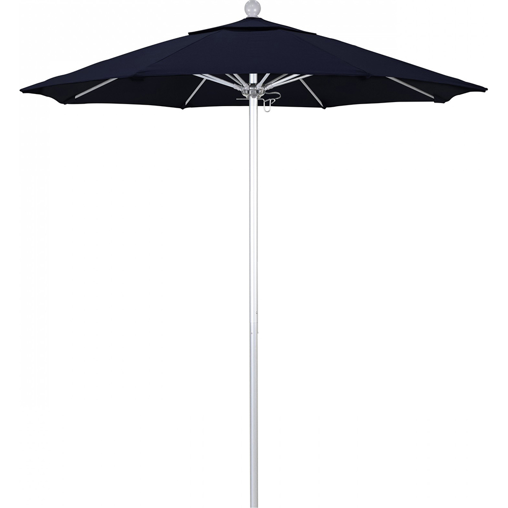 California Umbrella Patio Umbrella: 90" Dia, 7.5' High, Solution Dyed Polyester, Black, Aluminum & Fiberglass Frame - 194061357743