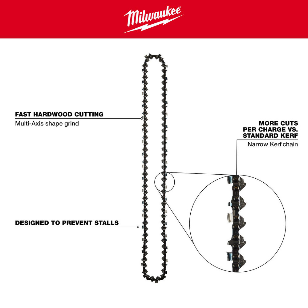 Milwaukee Tool Outdoor Power Equipment Accessories: Accessory Type: Saw Chain; For Use With: M18 FUEL™ 20" Dual Battery Chainsaw - 49-16-2752