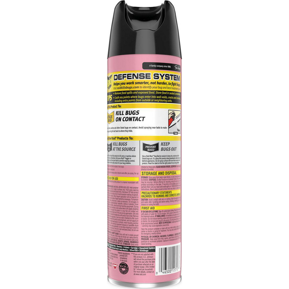 Raid Raid Ant and Roach Killer Insecticide Aerosol Spray, Fragrance Free, 17.5 oz, 12/Case - SJN386210