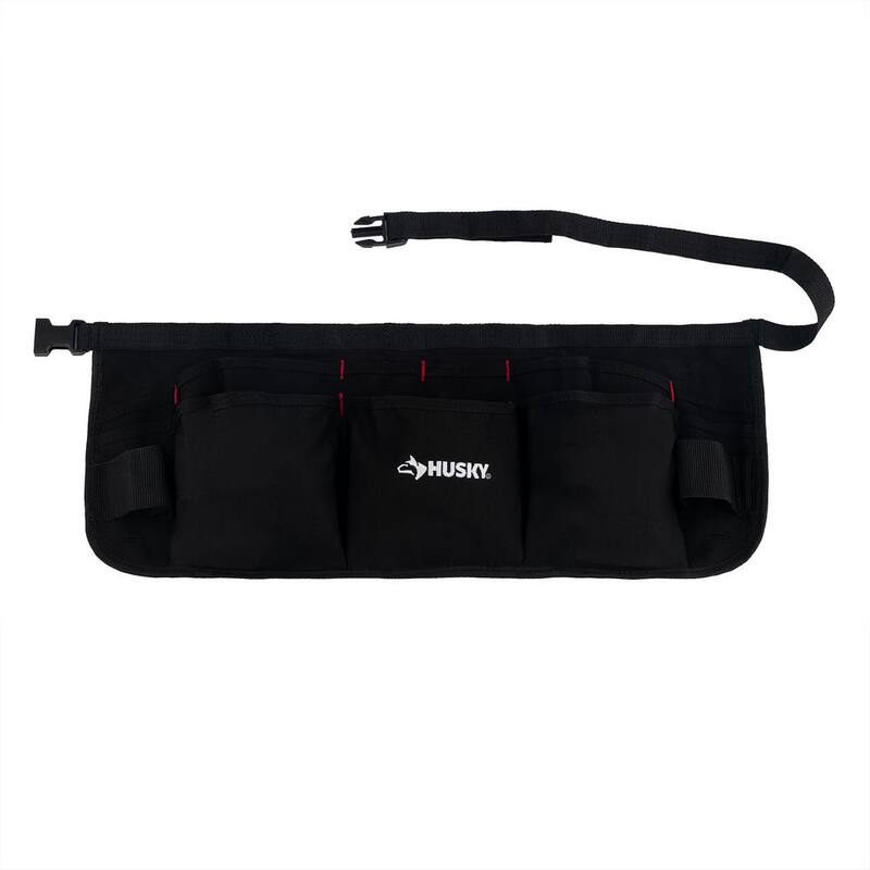 Husky 24 in. 13-Pocket Black Canvas Tool Work Apron - HD00121-TH