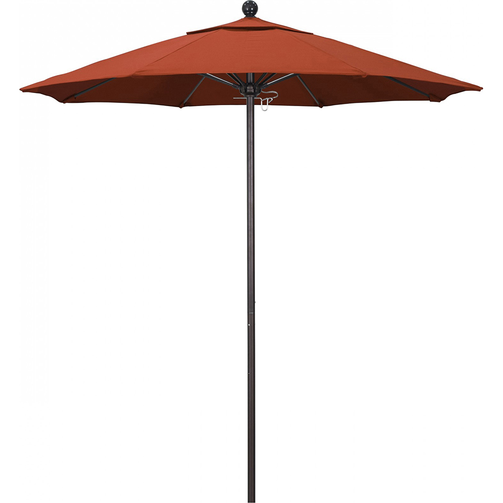 California Umbrella Patio Umbrella: 90" Dia, 7.5' High, Solution Dyed Polyester, White, Aluminum & Fiberglass Frame - 194061357781