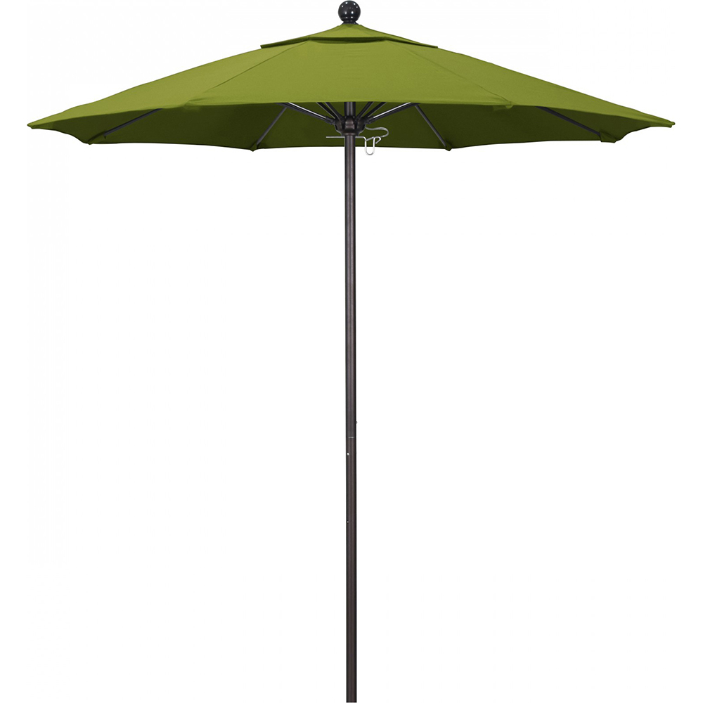 California Umbrella Patio Umbrella: 90" Dia, 7.5' High, Solution Dyed Polyester, White, Aluminum & Fiberglass Frame - 194061357781