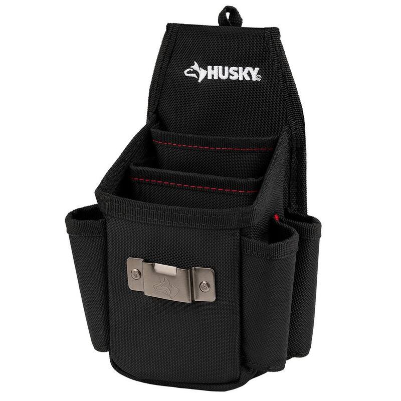 Husky 6.7 in. Black 3-Pocket Utility Tool Belt Pouch - HD00130-TH