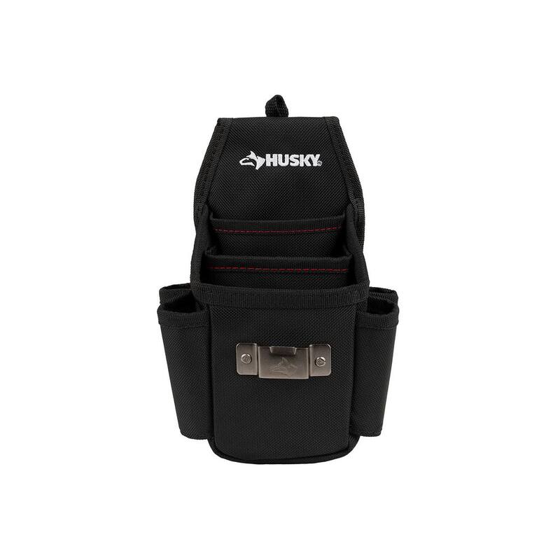Husky 6.7 in. Black 3-Pocket Utility Tool Belt Pouch - HD00130-TH