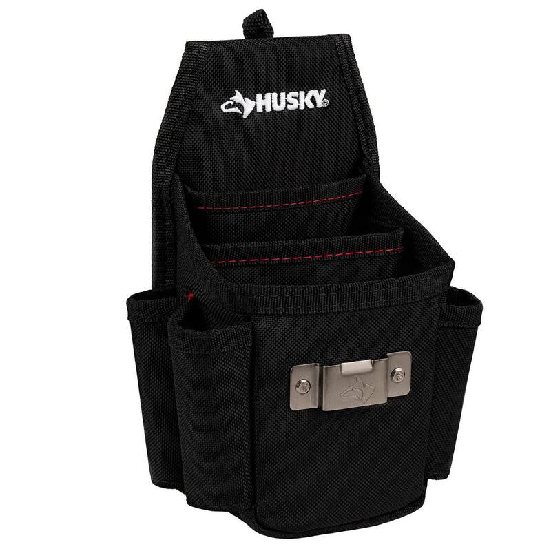 Husky 6.7 in. Black 3-Pocket Utility Tool Belt Pouch - HD00130-TH