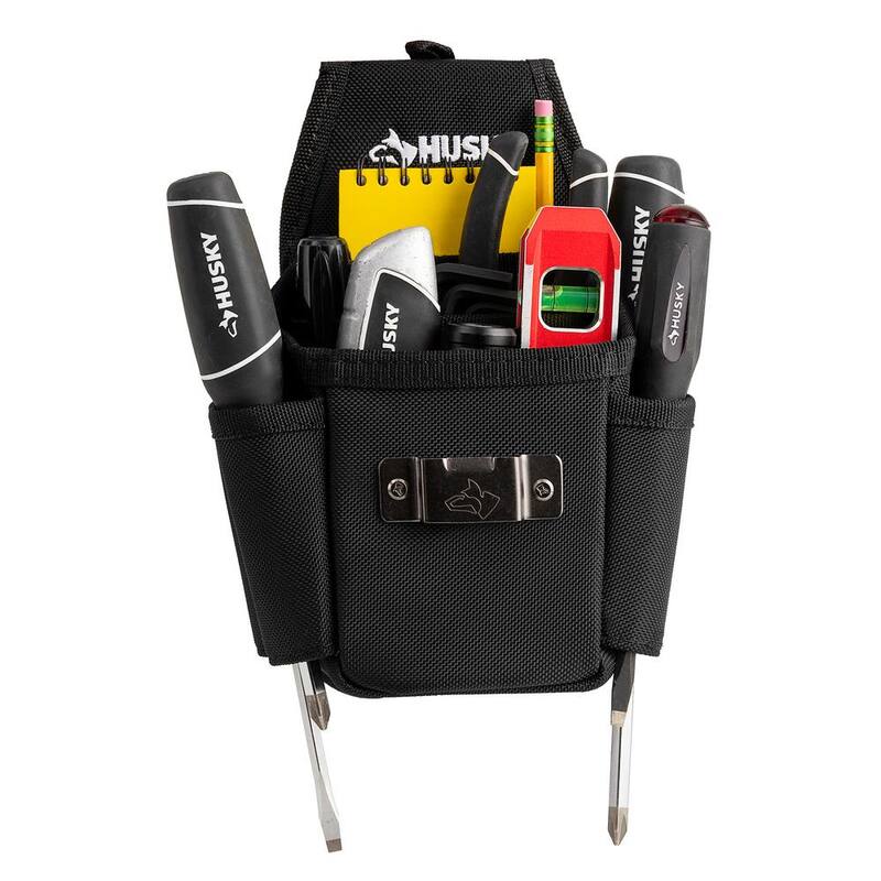 Husky 6.7 in. Black 3-Pocket Utility Tool Belt Pouch - HD00130-TH