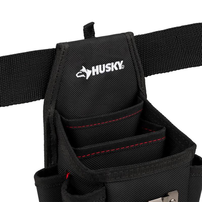 Husky 6.7 in. Black 3-Pocket Utility Tool Belt Pouch - HD00130-TH