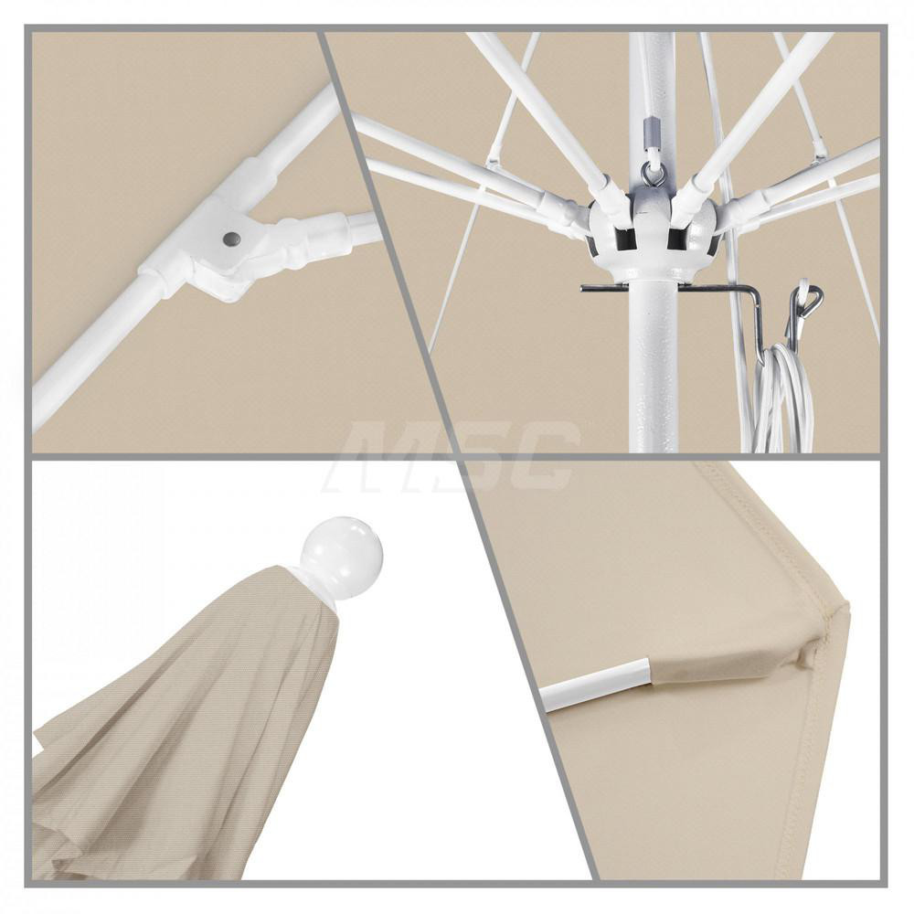 California Umbrella Patio Umbrella: 90" Dia, 7.5' High, Solution Dyed Polyester, Beige, Aluminum & Fiberglass Frame - 194061357934