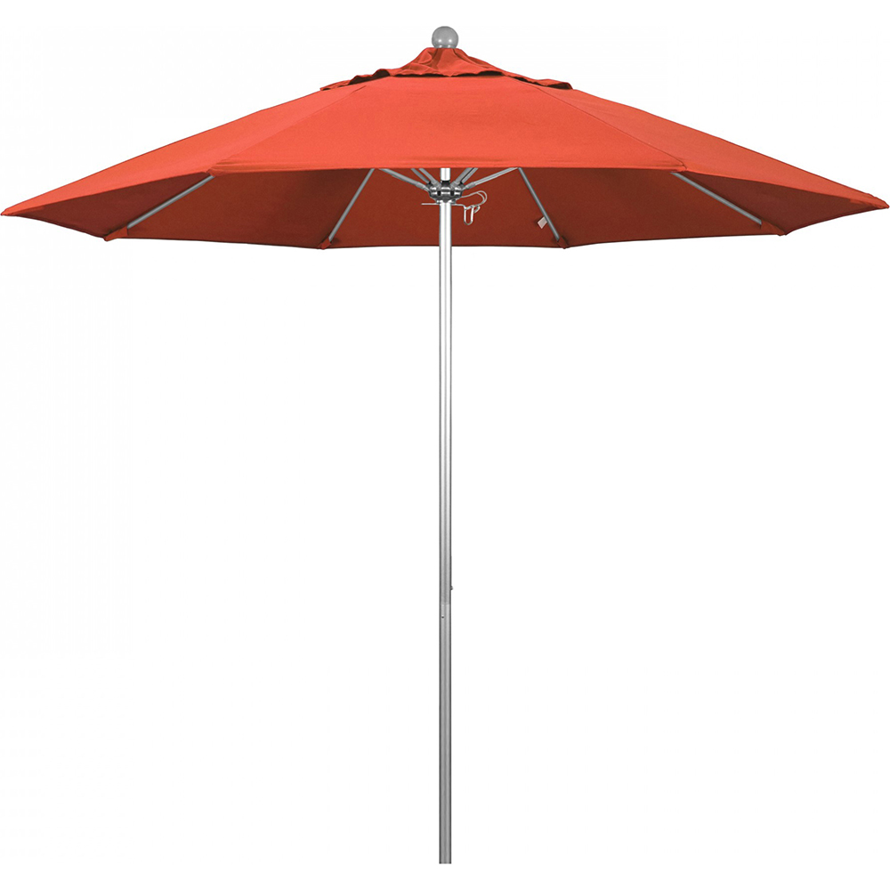 California Umbrella Patio Umbrella: 108" Dia, 9' High, Solution Dyed Polyester, Sunset, Aluminum & Fiberglass Frame - 194061358283