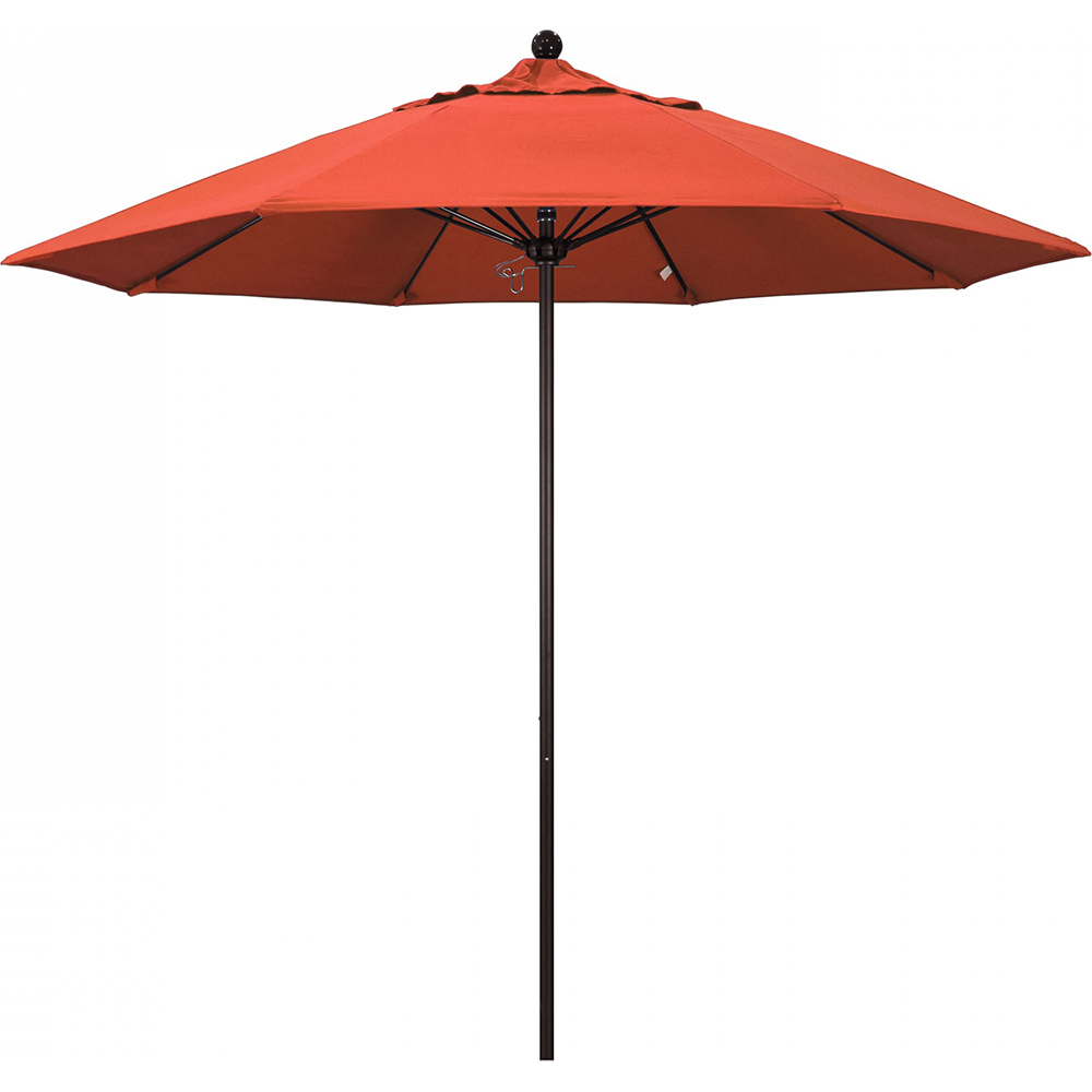California Umbrella Patio Umbrella: 108" Dia, 9' High, Solution Dyed Polyester, Sunset, Aluminum & Fiberglass Frame - 194061358283