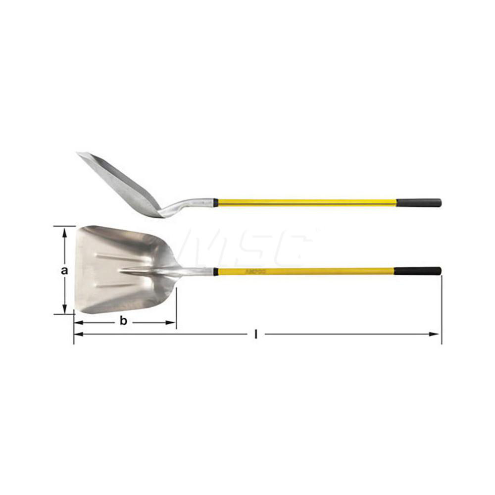 Ampco Scooping Shovel: Aluminum, Square, 14" Blade Width - S-79FG