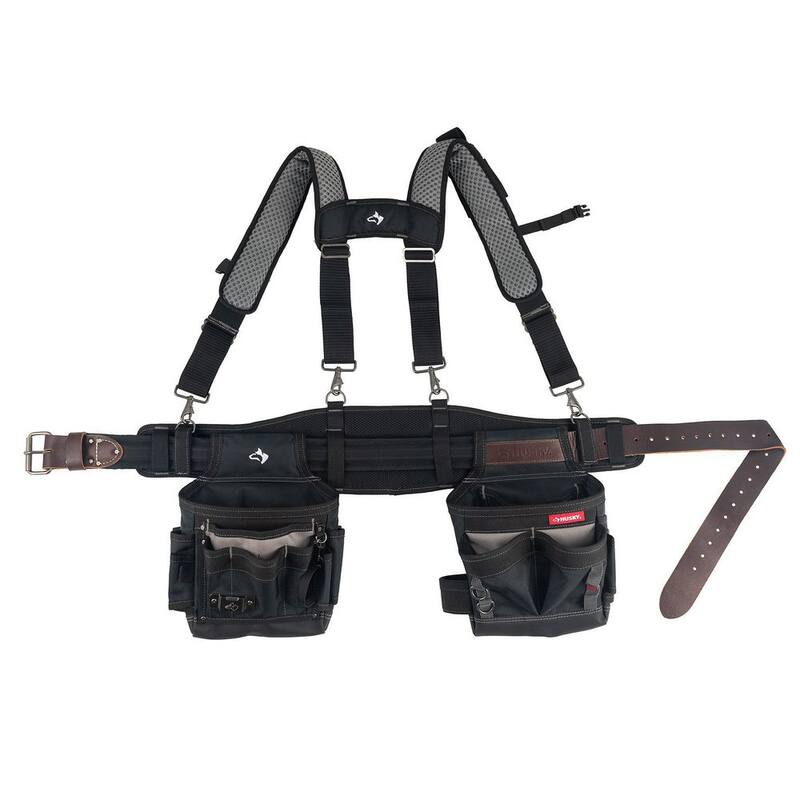 Husky Electricians 2-Bag Work Tool Belt with Suspenders - HD00174