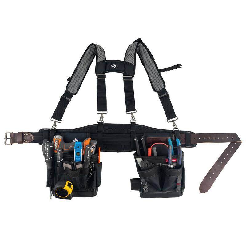 Husky Electricians 2-Bag Work Tool Belt with Suspenders - HD00174