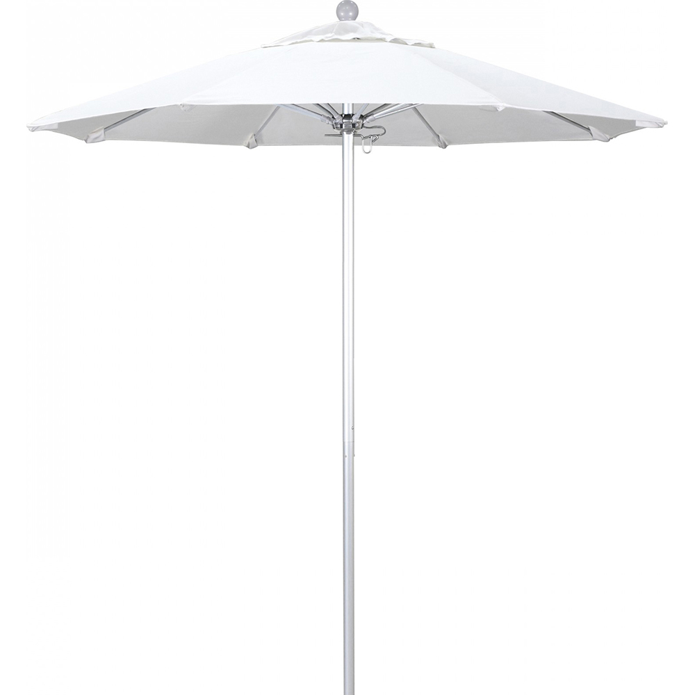 California Umbrella Patio Umbrella: 90" Dia, 7.5' High, Solution Dyed Polyester, White, Aluminum & Fiberglass Frame - 194061357668
