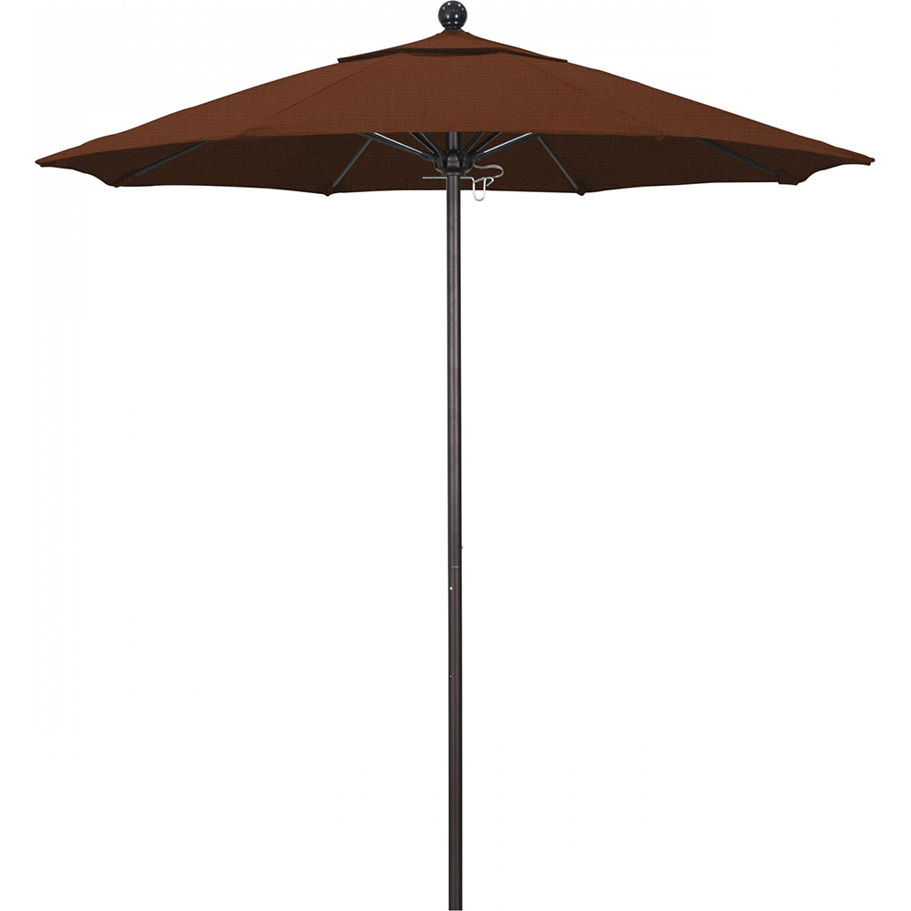 California Umbrella Patio Umbrella: 90" Dia, 7.5' High, Solution Dyed Polyester, Red, Aluminum & Fiberglass Frame - 194061357811