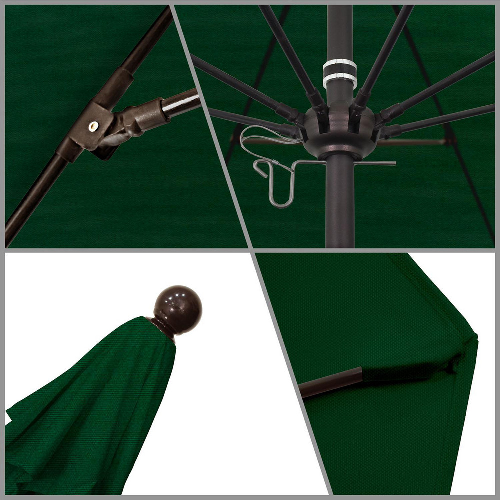 California Umbrella Patio Umbrella: 108" Dia, 8.583' High, Pacifica, Hunter Green, Aluminum Frame - 194061626955