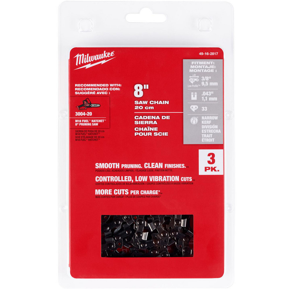 Milwaukee Tool Outdoor Power Equipment Accessories: Accessory Type: Chain; For Use With: M18 FUEL™ HATCHET™ 8" Pruning Saw (3004-20) - 49-16-2817