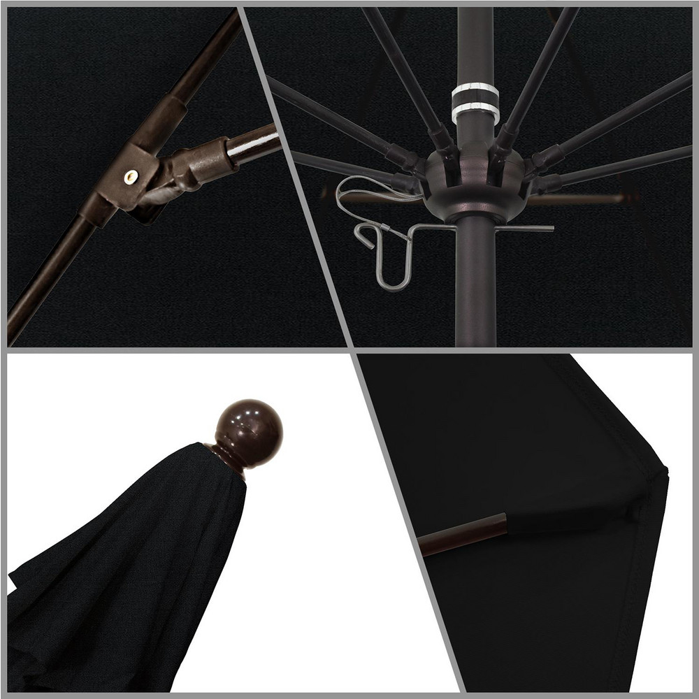 California Umbrella Patio Umbrella: 108" Dia, 8.583' High, Pacifica, Black, Aluminum Frame - 194061626849