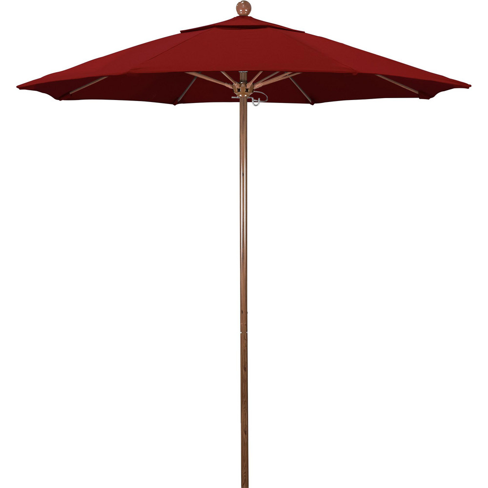 California Umbrella Patio Umbrella: 90" Dia, 8' High, Pacifica, Red, Aluminum Frame - 194061620953