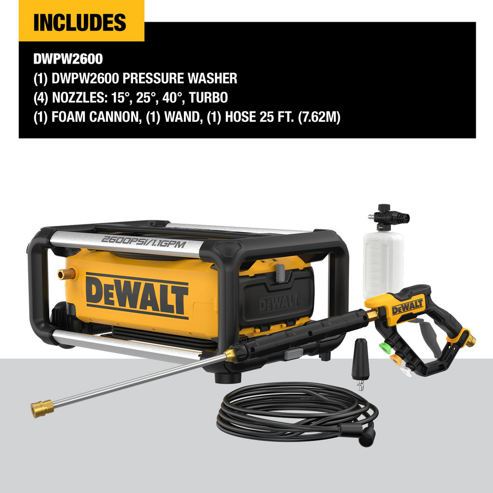 DeWALT Pressure Washer: 2600.00 psi, Cold Water, Electric Power - DWPW2600