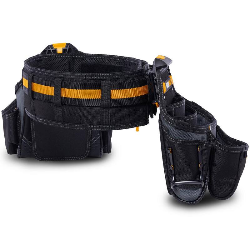 TOUGHBUILT 20.5" 3-Piece Tradesman Tool Belt Set, Black with ClipTech heavy duty construction and 27 pockets with hammer loop - TB-CT-111-3P