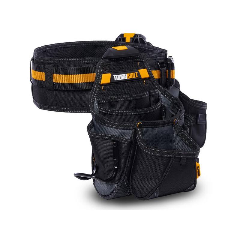 TOUGHBUILT 20.5" 3-Piece Tradesman Tool Belt Set, Black with ClipTech heavy duty construction and 27 pockets with hammer loop - TB-CT-111-3P