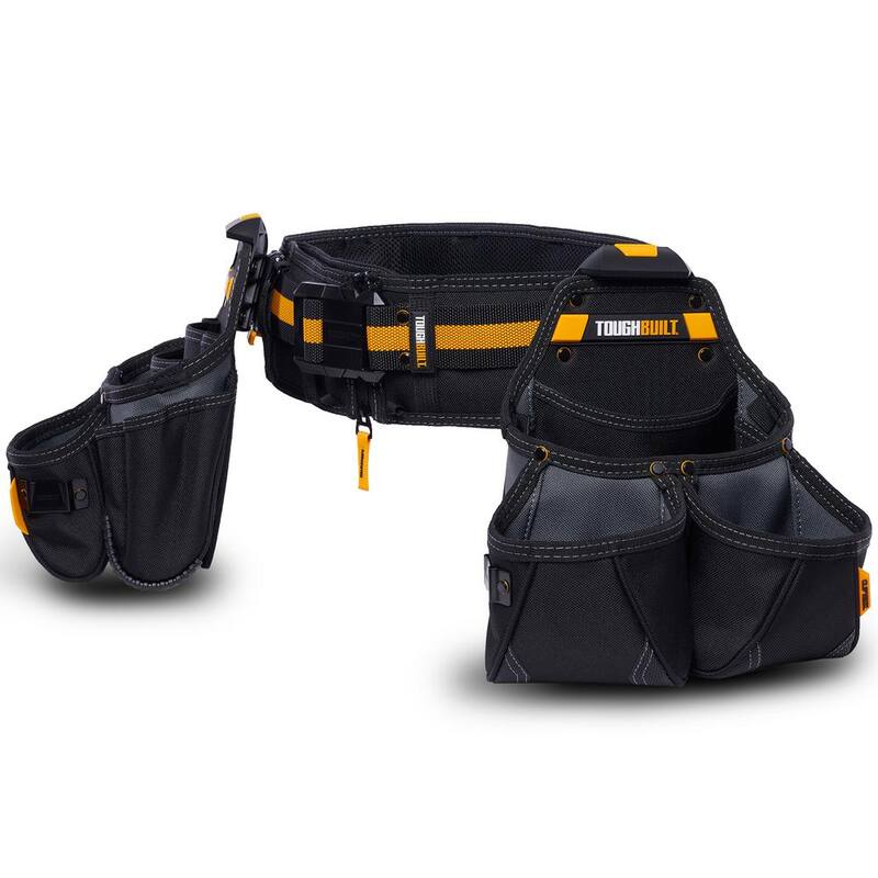 TOUGHBUILT 20.5" 3-Piece Tradesman Tool Belt Set, Black with ClipTech heavy duty construction and 27 pockets with hammer loop - TB-CT-111-3P