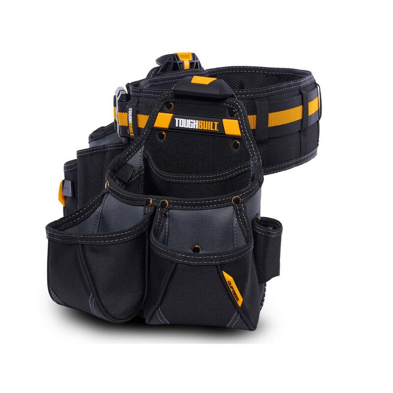 TOUGHBUILT 20.5" 3-Piece Tradesman Tool Belt Set, Black with ClipTech heavy duty construction and 27 pockets with hammer loop - TB-CT-111-3P