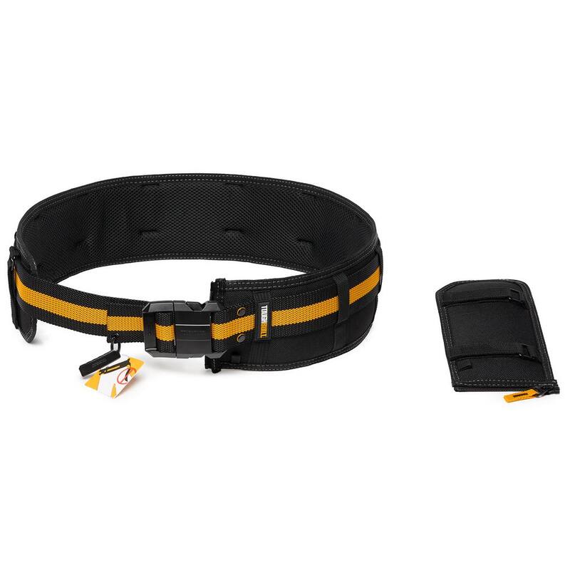TOUGHBUILT 5.75" Universal Padded Belt with Heavy Duty Buckle and Back Support, Black with ClipTech attachment points - TB-CT-41P