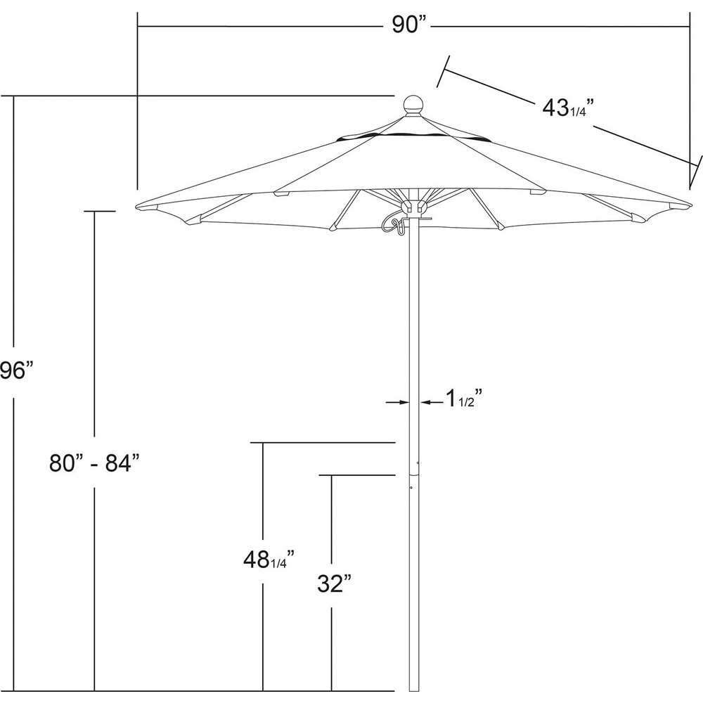 California Umbrella Patio Umbrella: 90" Dia, 8' High, Pacifica, Natural, Aluminum Frame - 194061626436