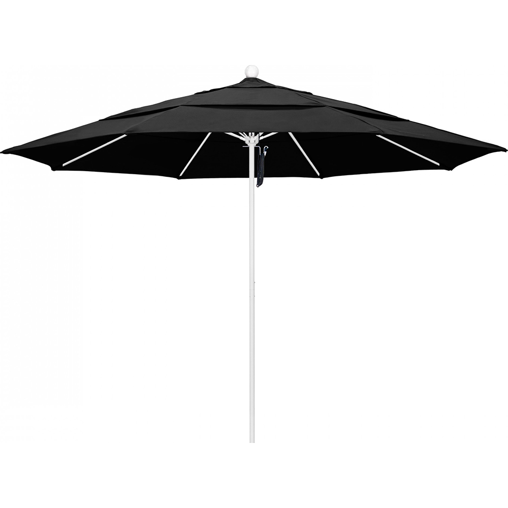 California Umbrella Patio Umbrella: 132" Dia, 11' High, Solution Dyed Polyester, Navy Blue, Aluminum & Fiberglass Frame - 194061357460