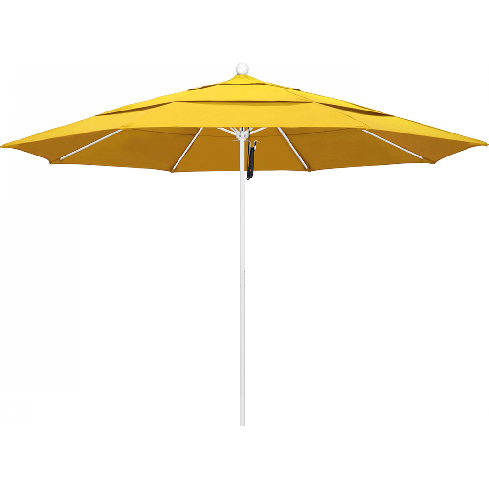 California Umbrella Patio Umbrella: 132" Dia, 11' High, Solution Dyed Polyester, Navy Blue, Aluminum & Fiberglass Frame - 194061357460