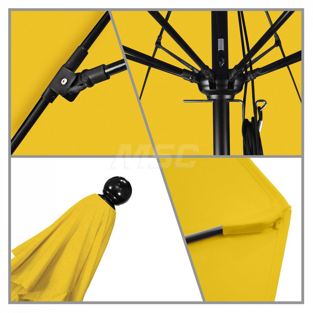 California Umbrella Patio Umbrella: 132" Dia, 11' High, Solution Dyed Polyester, Lemon Yellow, Aluminum & Fiberglass Frame - 194061357606