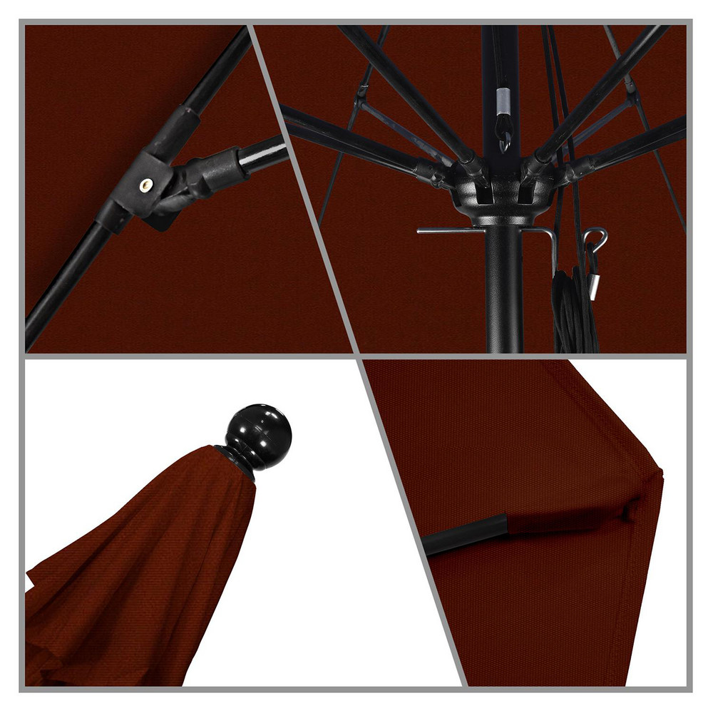 California Umbrella Patio Umbrella: 132" Dia, 8.917' High, Pacifica, Brick Red, Aluminum Frame - 194061619131