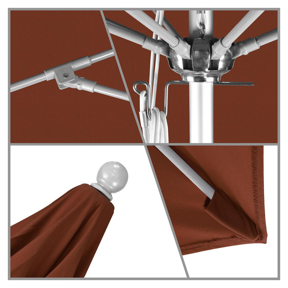 California Umbrella Patio Umbrella: 132" Dia, 8.917' High, Pacifica, Brick Red, Aluminum Frame - 194061619131