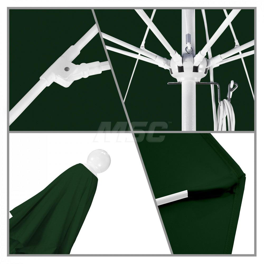 California Umbrella Patio Umbrella: 90" Dia, 7.5' High, Solution Dyed Polyester, Hunter Green, Aluminum & Fiberglass Frame - 194061357903
