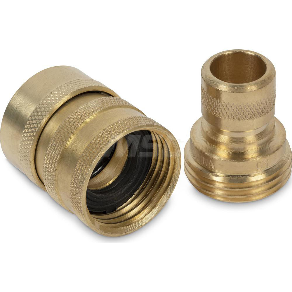 Nelson Garden Hose Connector: 0.75" Hose, Female, Male & Quick Connect, GHT, Brass - 801904-1002