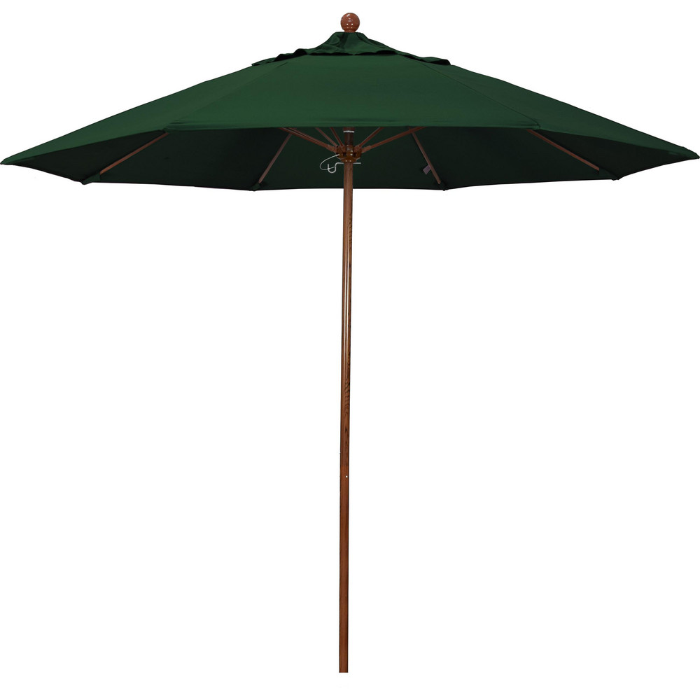 California Umbrella Patio Umbrella: 90" Dia, 8' High, Pacifica, Hunter Green, Aluminum Frame - 194061626559