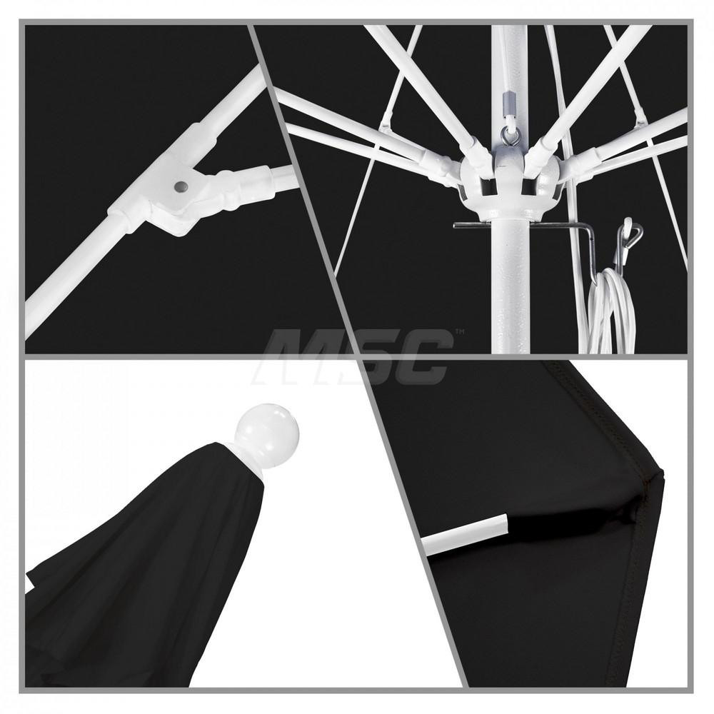 California Umbrella Patio Umbrella: 90" Dia, 7.5' High, Solution Dyed Polyester, Black, Aluminum & Fiberglass Frame - 194061357965